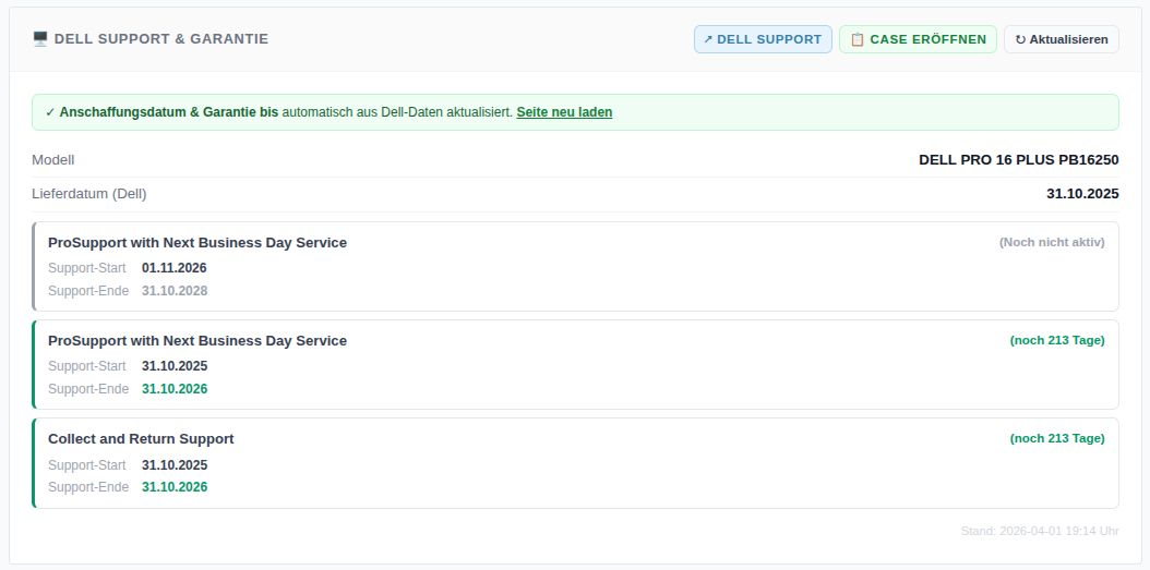 Automatischer Garantieabruf für DELL & HP